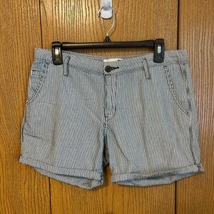 Navy and white striped shorts